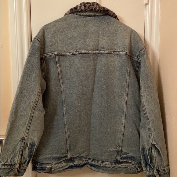 Free People Denim Sherpa Winter Coat Jacket M - Picture 2 of 4